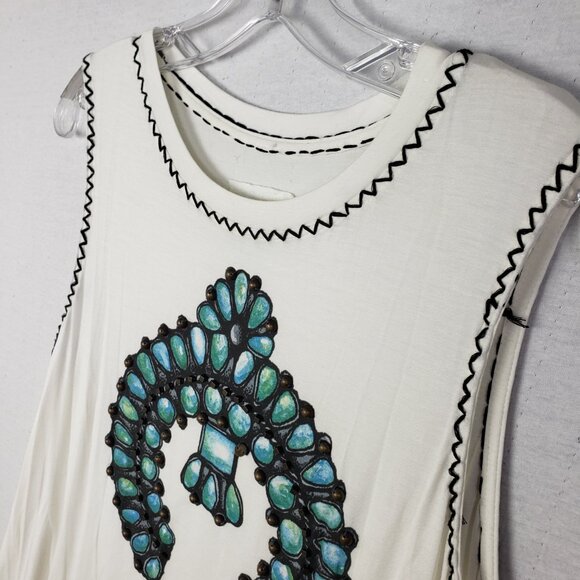 Double D Ranch Tunic Top Western Print Embroidered Fringe Stretch size M Boho - Picture 11 of 12